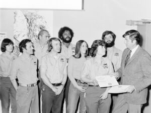 Zoo director Lester Fisher with animal keeper staff
