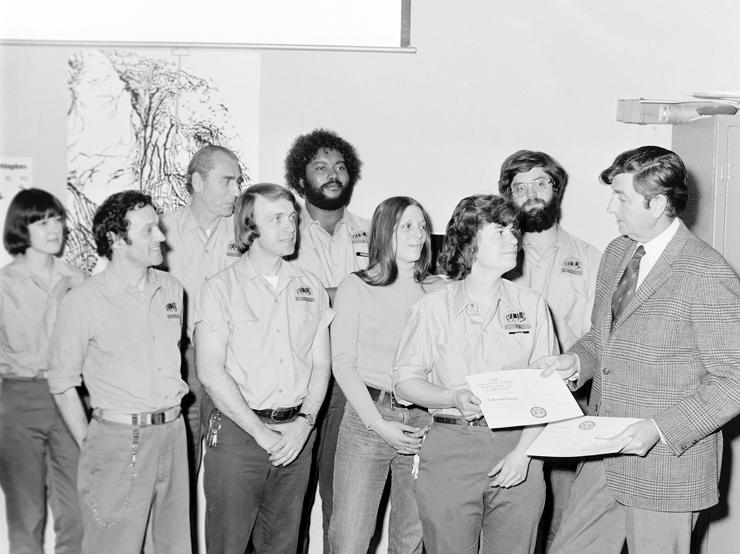 Zoo director Lester Fisher with animal keeper staff